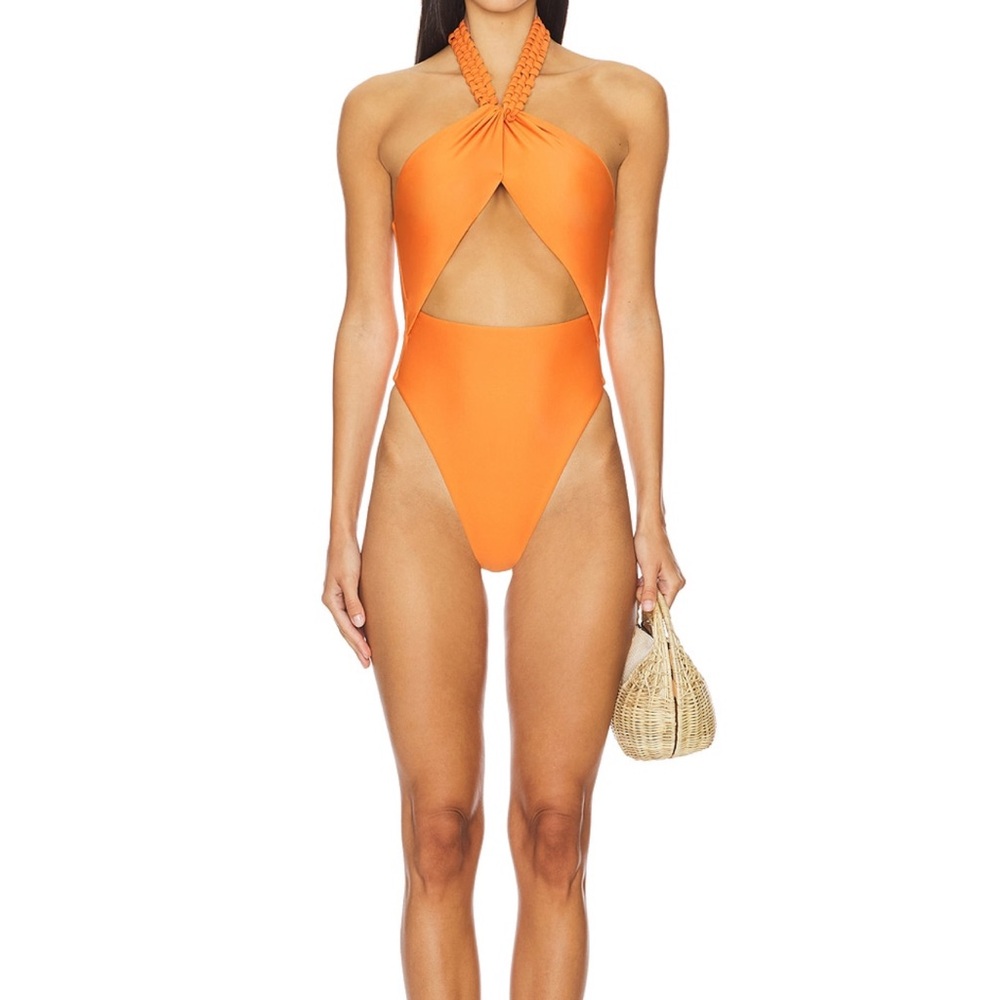House of Harlow 1960 Vibrant Orange Cutout One-Piece Swimsuit